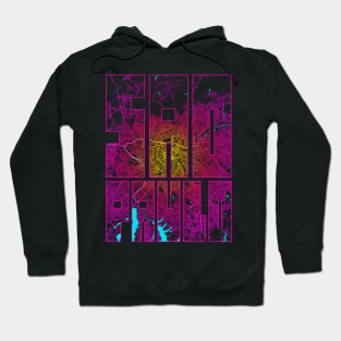 Sao Paulo, Brazil City Map Typography - Neon Hoodie